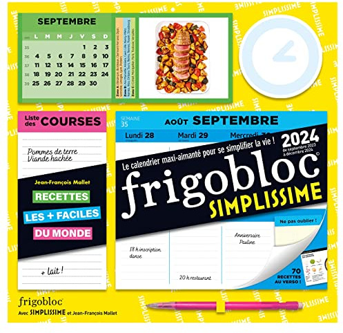 Frigobloc Hebdomadaire 2024 Simplissime (de sept. 2023 à dec. 2024)