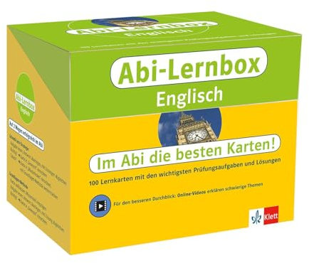 Klett Abi-Lernbox Englisch: 100 Lernkarten mit den wichtigsten Prüfungsaufgaben und Lösungen