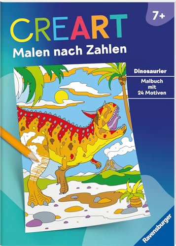 Ravensburger CreArt Malen nach Zahlen ab 7: Dinosaurier, Malbuch, 24 Motive