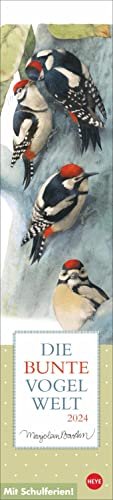 Bastin Vogelwelt Langplaner 2024. Langer Streifenkalender mit allen wichtigen Terminen auf einen Blick. Liebevoll illustrierter Wand-Terminkalender 2024.