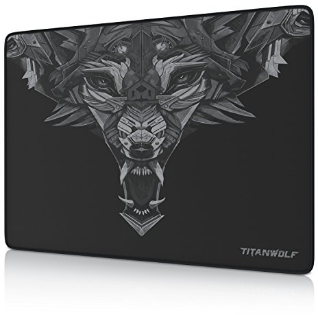 TITANWOLF Mouse pad - Mouse Mat 250 x 350mm with logo - mousepad - improved precision and speed - rubber base for stable grip on smooth surfaces - non-slip - durable - height 3mm - black