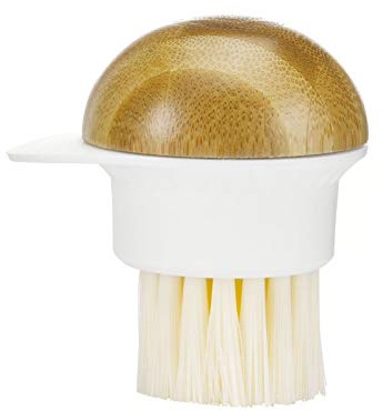 Full Circle 2 in 1 Mushroom Cleaning Brush, Nylon Bamboo, White