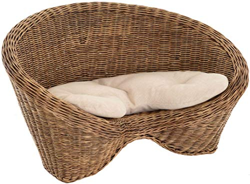 Korb-Outlet Lotus-Stuhl Meditationssessel aus echtem Rattan/Yoga Sitz zur Meditation Sessel (Vintage Braun mit Kissen)
