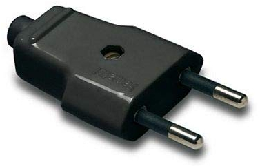 CABLEPELADO Clavija Enchufe Bipolar | Clavija Bipolar Recto | Sin TT | Contactos fabricados en latón niquelado | 10A | 250V | IP20 | Macho | Negro