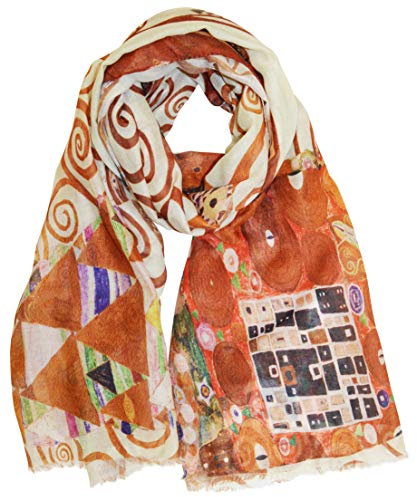 XXL Langer Schal mit Gemälde Motiv Kunstdruck Malerei Vincent van Gogh/Claude Monet/Gustav Klimt Halstuch Tücher Stola Umschlagtuch Schals (Der Lebensbaum (Die Erwartung))