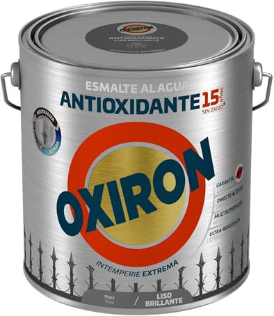 OXIRON Esmalte antioxidante al agua Liso Brillante Plata 2,5L
