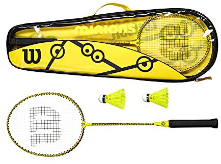 Wilson Minions Badminton-Set, 2 Schläger, 2 Federbälle, Tragetasche, Gelb/Schwarz, WR065310F2