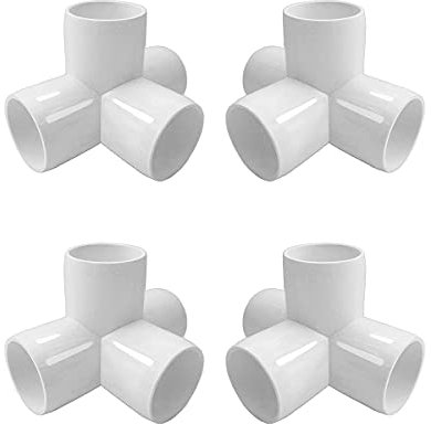 TOMEX 4 Wege 2,5 cm PVC Beschläge Winkel Kreuz Winkel PVC 90 Grad geeignet für Gewächshaus Rohr Zelt Anschluss Tee Möbel Konstruktion Grade SCH40 [4 Stück]