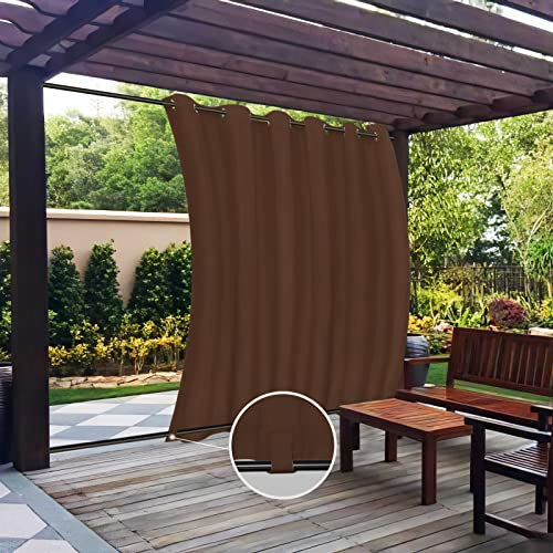 Easy-Going Outdoor-Vorhänge, wasserdicht, Winddicht, wetterfest, für Terrasse, Cabana, Veranda, Pergola und Pavillon, Ösen Oben und Schlaufen unten, 1 Paneel, 279,4 x 304,8 cm, Braun
