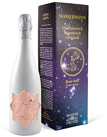 Sektgeschenk für das Astrologie Sternzeichen Wassermann (0,75 l) Rosé Sekt (Schaumwein aus Deutschland)