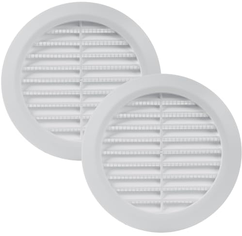 Vent Systems 2 Stück 100 mm Weiß Lüftungsabdeckung – Runde Lüftungsschlitze – Grillabdeckung – Integrierter Insektenschutz – HVAC-Lüftungsöffnungen für Badezimmer, Heimbüro, Küche