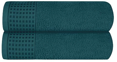 GLAMBURG Baumwolle 2er-Pack übergroße Badetücher 100 x 150 cm, große Badetücher, Ultra saugfähig, kompakt,Umweltfreundlich und 100% recycelbar, schnell trocknendes und leichtes Handtuch - Blaugrün