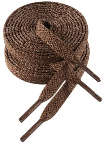 VSUDO 150 cm Longueur Lacets Plats Marron de Baskets, 8mm Large Lacets Casual Chaussures, Brown Sneaker Shoelace, Lacets Brun Sport de Remplacement pour Femme ou Homme (2 Paire-Marron-150cm)