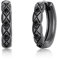 Schwarz Ohrringe 925 Sterling Silber Herren Ohrringe Schwarz Huggie Creolen Punk Stil Minimalist Schmuck Geschenk für Damen Mädchen Herren