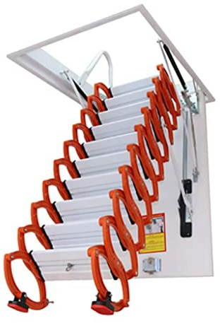 Escalera de ático Extensión Loft Escalera Oculta Escaleras Plegables montadas en la Pared Peldaños de ático retráctiles Escalera telescópica para Techo