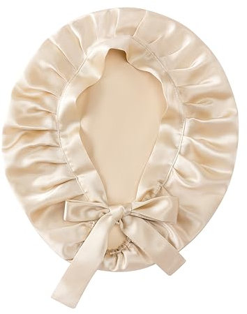 Desmend 19 Momme 100% Seidenhaube zum Schlafen Silk Bonnet Schlafmütze für Frauen Schlafhaube Haare Schützen mit verstellbaren Bändern (1 stück Gold)