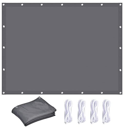 Sonnensegel Sonnenschutz 2 x 8 m Sonnenschutz 98% UV Schutz Segeltuch Pergola mit Ösen und Befestigungsseile für Garten Terrasse Camping, Dunkelgrau