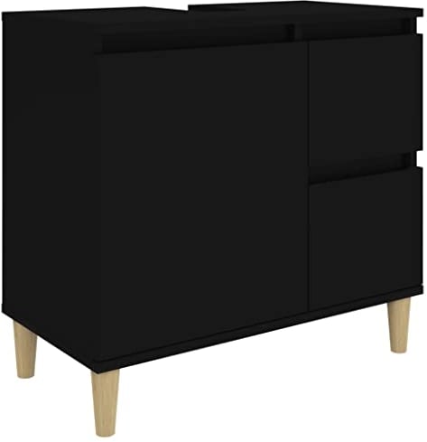 vidaXL Badschrank, Schrank für Badezimmer, Badezimmerschrank mit viel Stauraum, Waschbeckenunterschrank Badezimmer Schrank, Schwarz Holzwerkstoff