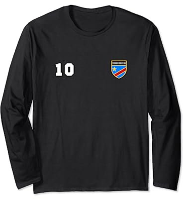 Demokratische Republik Kongo Trikot Nummer 10 Fußball Flagge Langarmshirt
