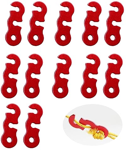 12 Pezzi Tenditore di Corda,Tiranti,Alluminio Gancio Regolabile Corda,Tiranti per Tenda Campeggio,Fibbie per Tende a Nodo Rapido Fibbie,per Campeggio,Escursionismo,Attività all'aperto Con (Rosso)
