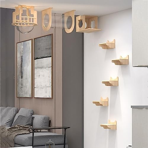 IMIDIA Wandmontierte Katzen Kletterwand Set, Raumkapsel-Katzenvilla, Luftkorridortunnel, Glasgehweg Usw. Moderne Katzenwandmöbel (Size : Ceiling+Wall Combination 4)