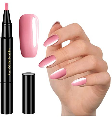 3 in 1 Nail Polish Pen, UV/LED Nail Polish Gel - Need To Use Nail Lamp for Drying - One Step Gel Nail Polish Pen Brush Soak Off Gel Ideal for Home and Professional Manicure, 1PC
