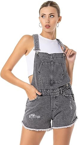 Redbridge Salopette da donna in denim, grigio., 27W