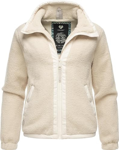 Ragwear Damen Fleecejacke Kurze Teddyfleece-Jacke warm mit Kapuze Nordicka XS-6XL