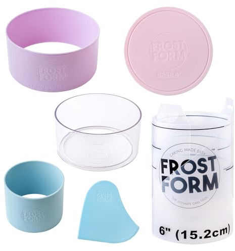American Crafts Food Crafting 6 Inch Frost Form Starter Kit (7 Piece) Cake Pan Round Liner Stand Crumb Cutter Finisher Base