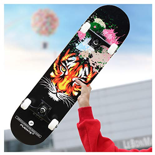 RajoNN Skateboards für Anfänger, 78,8 x 19,3 cm, komplettes Skateboard, 7-lagiges kanadisches Ahorndeck, Double Kick Concave, Standard-Longboard für Teenager, Erwachsene, Mädchen, Jungen,