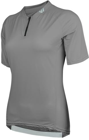 Wulibike Radtrikot Damen Halbe ReißVerschluss Fahrradtrikot Atmungsaktiv Rennrad Trikot Kurze äRmel Frauen Fahrrad Shirt 4 Tasche Radfahren Tops Upf50+ Grau L