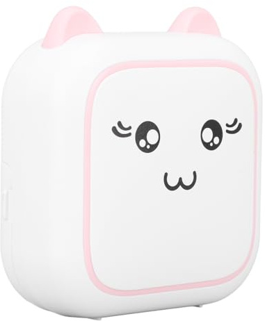 Imprimante Portable, Connexion BT,Rapide, Batterie 800 MAh, Petite et Portable, Photos Claires, Aide à L'étude, Polyvalente,Thermique Noir et Blanc sans Encre (Pink)