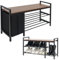 DuneDesign Schuhbank mit Sitzfläche & Korb - 92x30x52 Sitzbank mit Schuhregal Metall Bank mit Schuhablage - Garderobenbank mit Stauraum Industrial Style Deko Flur Möbel - Schuhschrank mit Sitzbank