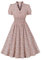 Wellwits Women's Plus Size V Neck Shirred Ditsy Floral Vintage Dress Pink 2XL