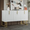 KOMHTOM Armoire de rangement blanche avec trois portes - Buffet avec séparateurs réglables - Armoire polyvalente pour salon, chambre à coucher, salle à manger (blanc)