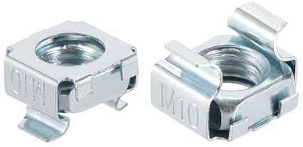 sourcing map M10 x 1.5mm Cage Nut, 50Pcs Snap-in Cage Nuts, Carbon Steel Zinc Plated Metric Nut for Server Rack Cabinet, Silver