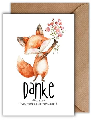 Abschied Karte Erzieher mit Umschlag - Erzieherin Abschiedskarte Danke für alles! Wir werden Sie vermissen Lehrer Abschiedskarte (DIN A6)