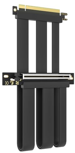 GLOTRENDS 300mm PCIe 5.0 Riser Kabel für RTX5090 RTX4090 RX9070 RX7900, Kompatibel mit PCIe 5.0/4.0 GPUs, 90 Grad rechter Winkel für vertikale GPU Montage