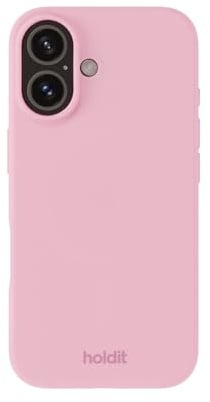holdit Silikonhülle iPhone 16-0,8mm Ultra dünn Handyhülle Silikon - Trendy Slim Silicone case mit Voller Schutz (erhöhte Kante für Kameraschutz) - Pink