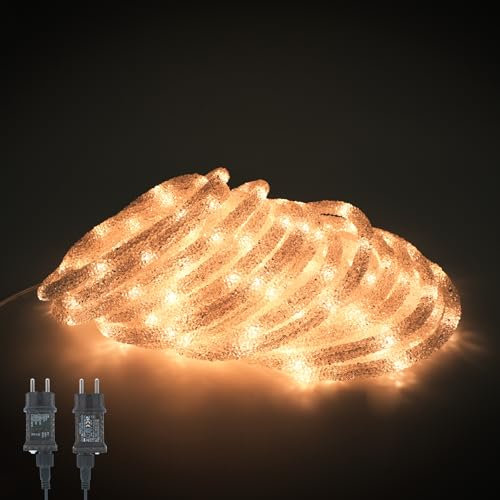 Gresonic 200er LED Lichterschlauch Strombetrieb für Innen und Außen (Funkelnd Diamant, 200LED)