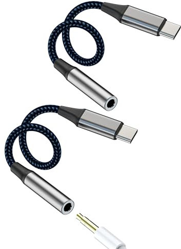 Adaptador Aux Audio Cable (2 Pack) USB C a Jack Auriculares 3.5 mm para Apple iPhone16 15 Type-C Convertidor MacBook Conector para iPad Splitter compatible con Samsung S24 Auriculares Micrófono