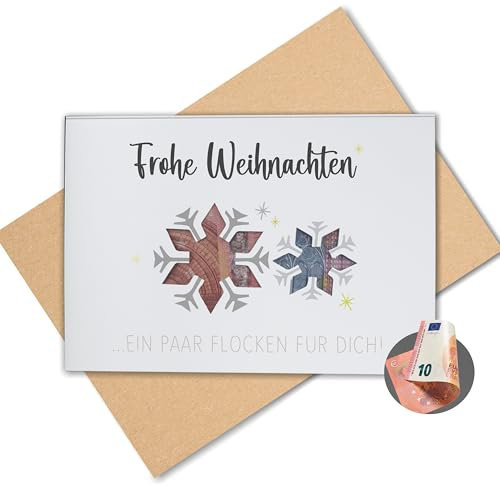 Lovely Cards - Satnzkarte Flocke Geldgeschenke Weihnachten - schöner Wunschgutschein Weihnachten - Geldgeschenke verpacken - kleine Karte (A6)