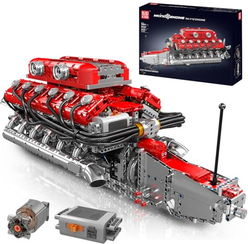 Mould King V12 Engine Building Block Sets, V12 Engine Model Kit That Runs, MOC Engineering Model Building Kit with Battery and Motor, Engineering Building Blocks for Adults (3472 PCS)