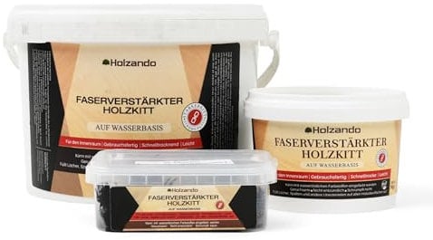 Holzando® Faserverstärkter Holzkitt Extra Stark – Holzspachtelmasse für Holz, OSB & Wände – Holz Reparaturset für Innen & Außen – Fensterkitt, Holzpaste, Wood Filler Nussbaum dunkel 75-10Kg