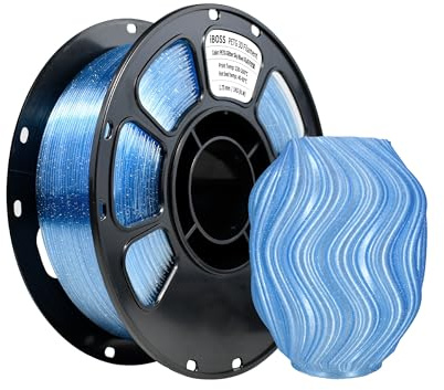 iBOSS PETG Glitzer Filament 1.75mm Translucent 1kg,1kg Spule(2,2lbs),+/-0.02mm,Flammpunkt Transparent 3D-Druckerfilament Hohe Prazision,PETG Himmelblau