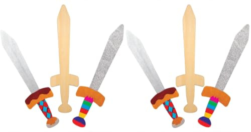 Baker Ross Ritter Langschwerter aus Holz, Für Kinder Kunsthandwerk Projekte (4 Stück) AT697 (Packung mit 2)