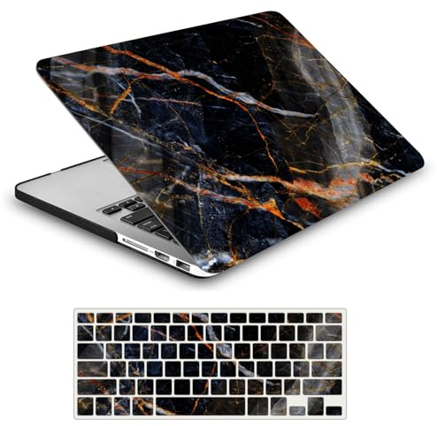 FFBOFFC Coque Compatible avec MacBook Pro 13 Pouces avec Écran Retina 2015 2014 2013 2012 Modèle A1502 A1425, Plastique Étui Rigide Housse de Protection et Couverture du Clavier, Marbre doré