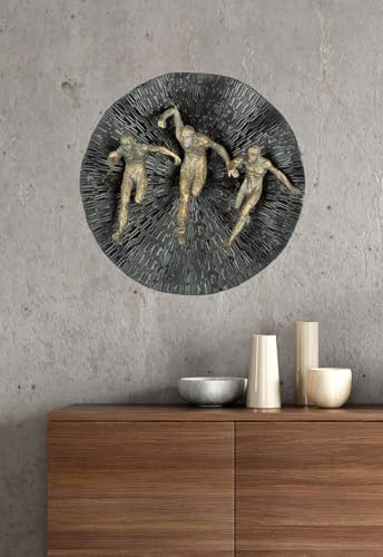 GILDE Wandobjekt Runners aus Kunstharz, matt schwarz, metallische Optik, 13x39x39 cm