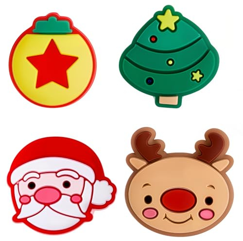 GORGECRAFT 1 Box 4 Stück 4 Arten von Joystick Kappen Süßer Weihnachtsbaum Rentier Stern Weihnachtsmann Silikon Joycon Daumengriff Abdeckung Tastenkappen Ersatz Schutzkappen Für Den Switch Controller