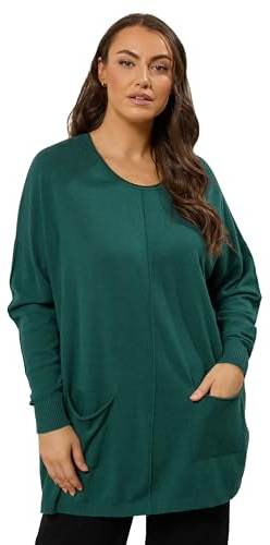 EVANS Curve Green Soft Touch Front Seam Jumper - Women's - Plus Size Curve